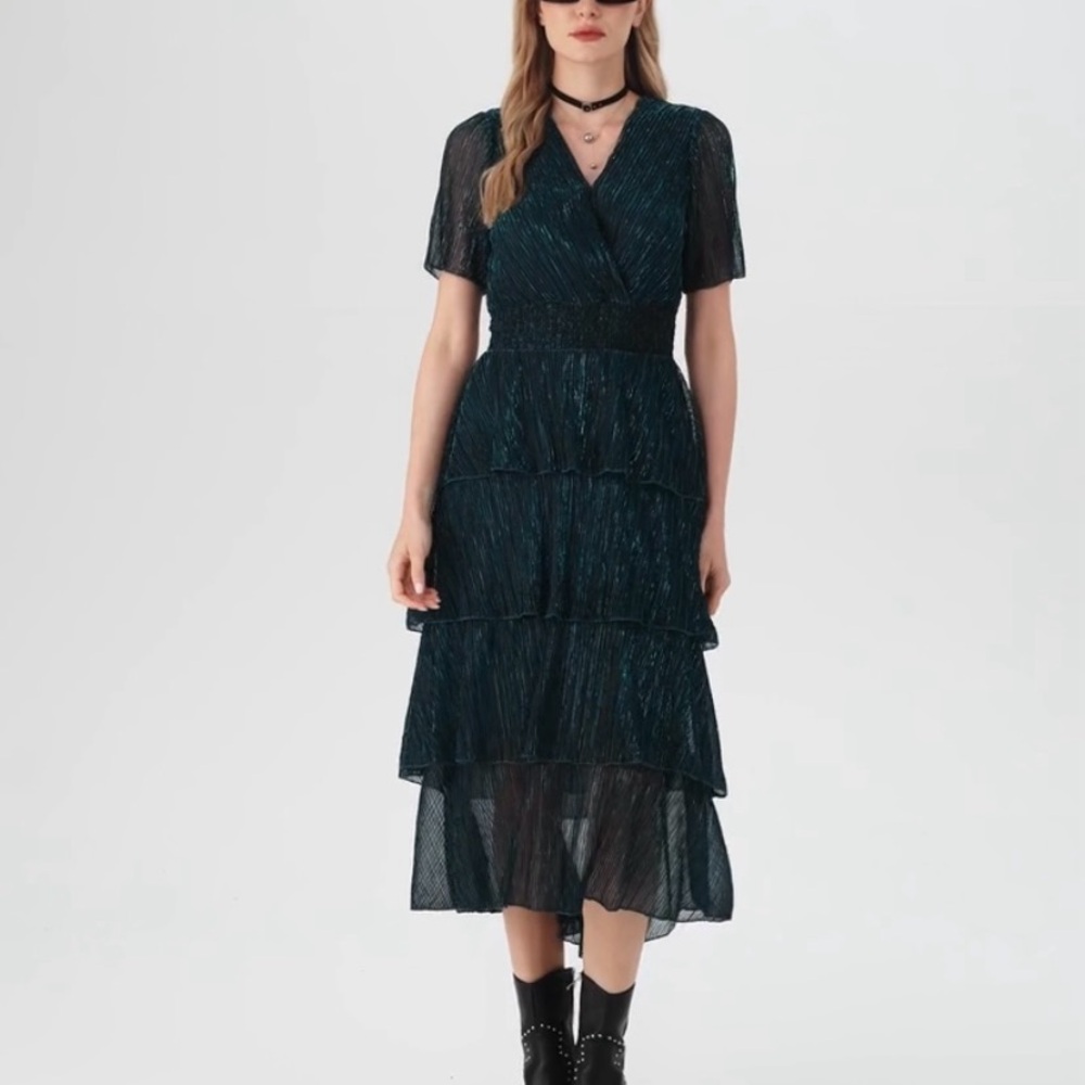 MOTF Midnight Blue Layered Midi Dress